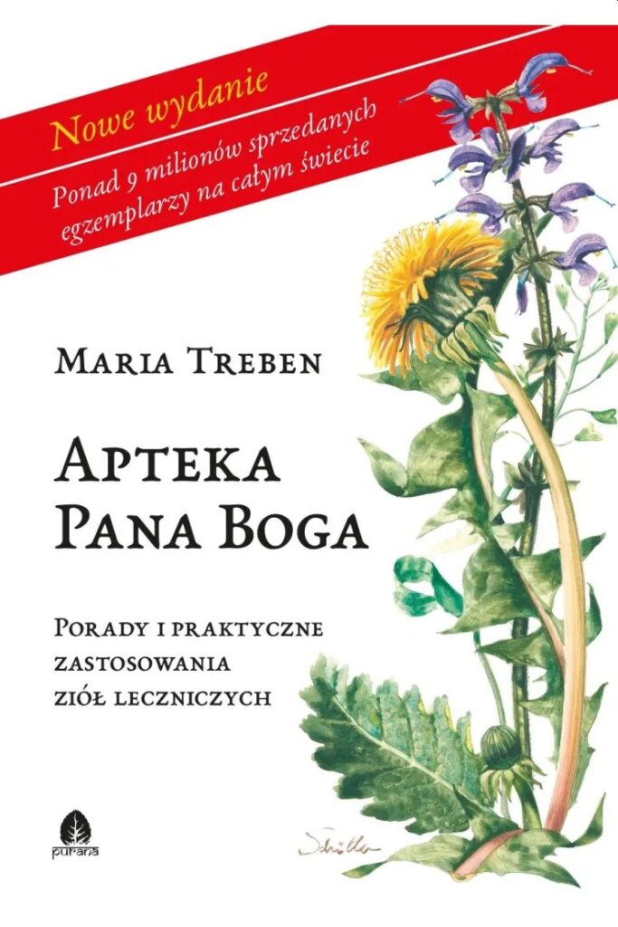 Okładka książki Marii Treben Apteka Pana Boga. Porady i praktyczne zastosowania ziół leczniczych